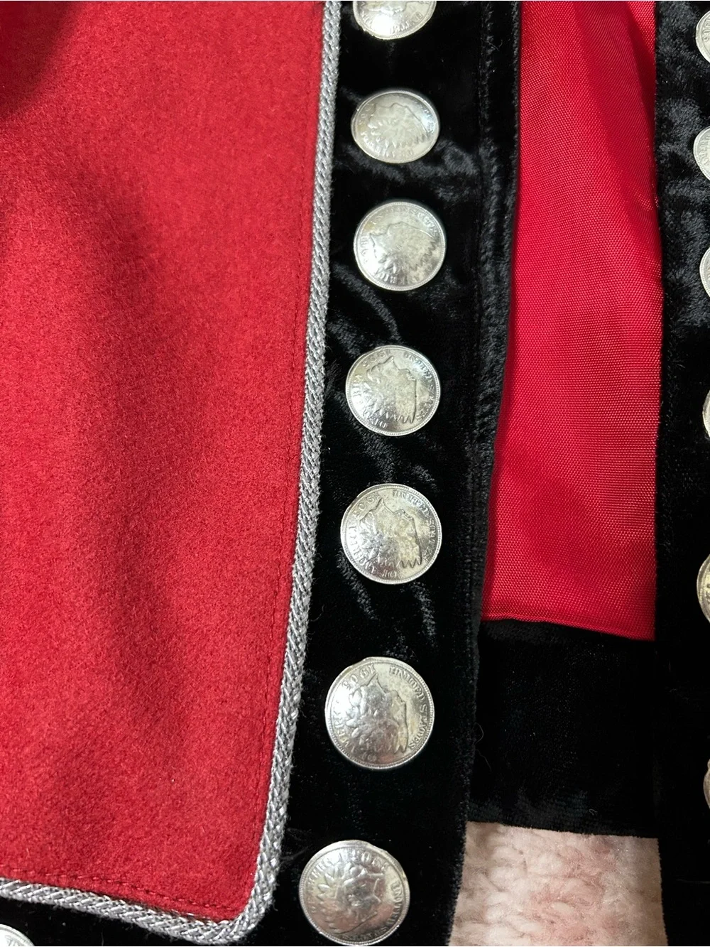 Double D Ranch Black Velvet Red Silver Coin‎ Studded Western Vest Size Large - Picture 5 of 10